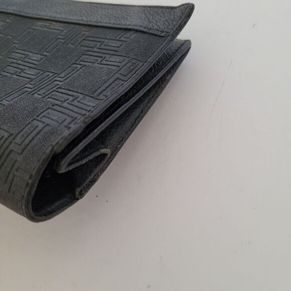 Dunhill Signature Designer Check Card Holder Wallet Solid Black Long Bifold Logo - Picture 10 of 12